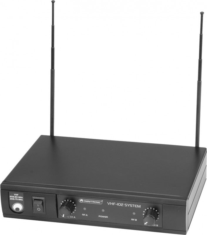 Microfone Sem Fio Duplo VHF-102 – Sistema Wireless VHF Profissional