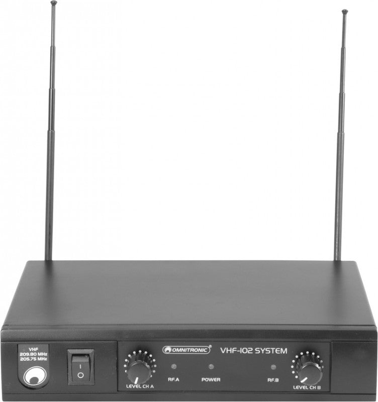 Microfone Sem Fio Duplo VHF-102 – Sistema Wireless VHF Profissional