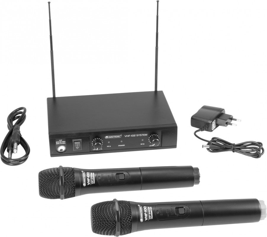 Microfone Sem Fio Duplo VHF-102 – Sistema Wireless VHF Profissional