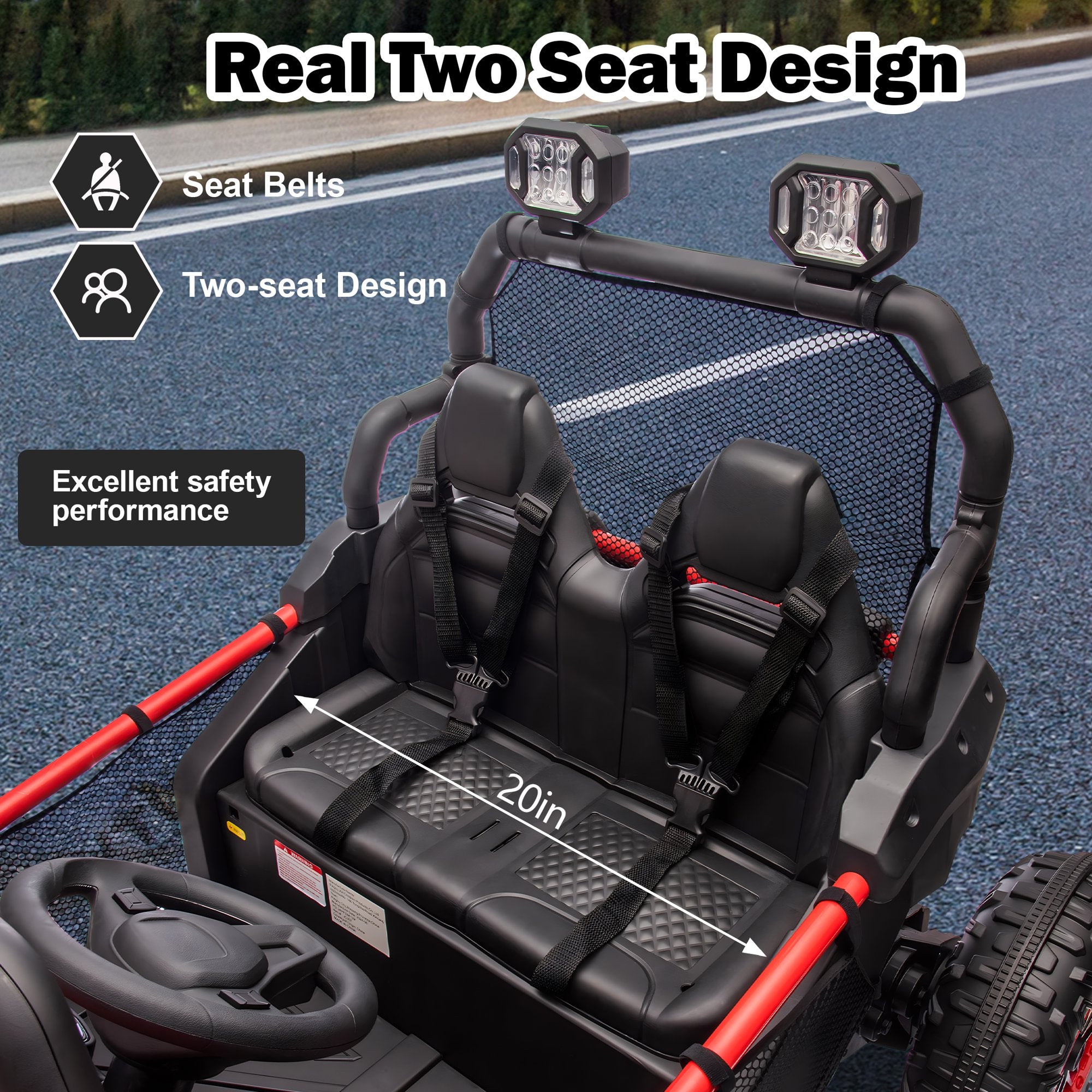 Veículo elétrico infantil de dupla ocupação 24V